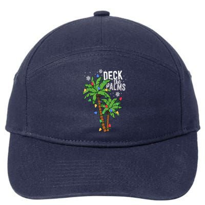 Deck The Palms Tropical Hawaii Christmas Palm Tree Lights Gift 7-Panel Snapback Hat