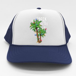 Deck The Palms Tropical Hawaii Christmas Palm Tree Lights Gift Trucker Hat