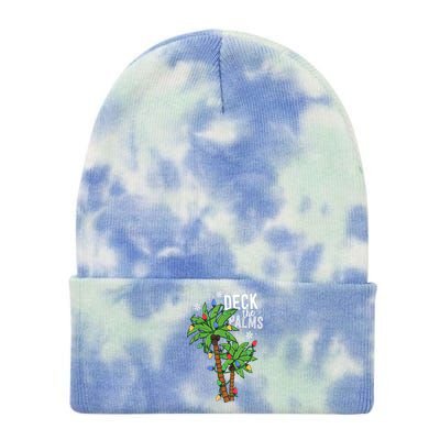 Deck The Palms Tropical Hawaii Christmas Palm Tree Lights Gift Tie Dye 12in Knit Beanie