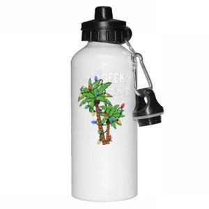 Deck The Palms Tropical Hawaii Christmas Palm Tree Lights Gift Aluminum Water Bottle