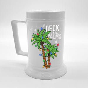 Deck The Palms Tropical Hawaii Christmas Palm Tree Lights Gift Beer Stein