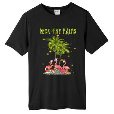 Deck The Palms Hawaiian Christmas Lights Palm Flamingo Cute Gift Tall Fusion ChromaSoft Performance T-Shirt