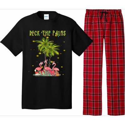 Deck The Palms Hawaiian Christmas Lights Palm Flamingo Cute Gift Pajama Set