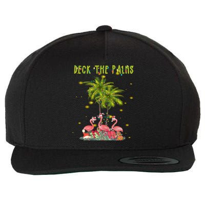 Deck The Palms Hawaiian Christmas Lights Palm Flamingo Cute Gift Wool Snapback Cap