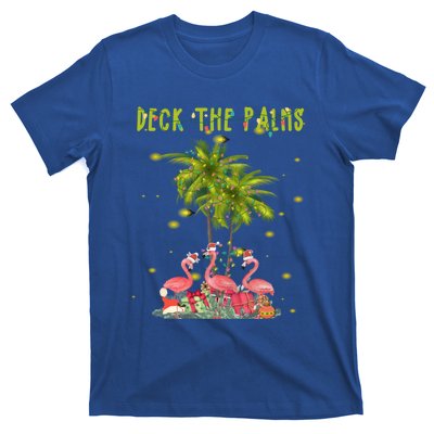 Deck The Palms Hawaiian Christmas Lights Palm Flamingo Cute Gift T-Shirt