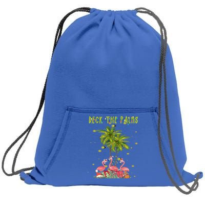 Deck The Palms Hawaiian Christmas Lights Palm Flamingo Cute Gift Sweatshirt Cinch Pack Bag