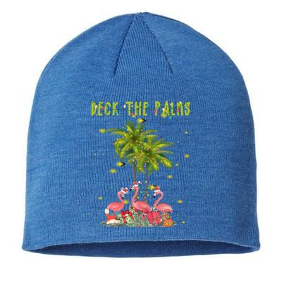 Deck The Palms Hawaiian Christmas Lights Palm Flamingo Cute Gift Sustainable Beanie