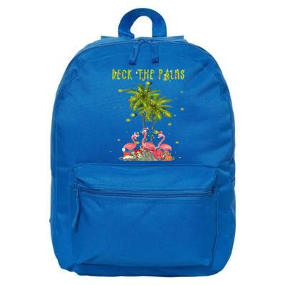 Deck The Palms Hawaiian Christmas Lights Palm Flamingo Cute Gift 16 in Basic Backpack