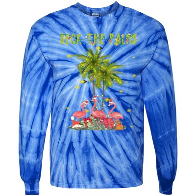 Deck The Palms Hawaiian Christmas Lights Palm Flamingo Cute Gift Tie-Dye Long Sleeve Shirt