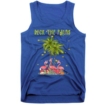 Deck The Palms Hawaiian Christmas Lights Palm Flamingo Cute Gift Tank Top