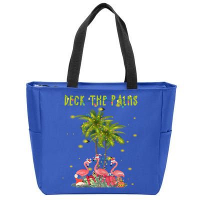 Deck The Palms Hawaiian Christmas Lights Palm Flamingo Cute Gift Zip Tote Bag