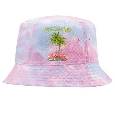 Deck The Palms Hawaiian Christmas Lights Palm Flamingo Cute Gift Tie-Dyed Bucket Hat