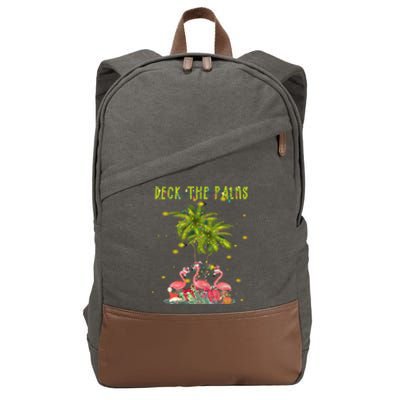 Deck The Palms Hawaiian Christmas Lights Palm Flamingo Cute Gift Cotton Canvas Backpack