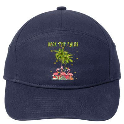 Deck The Palms Hawaiian Christmas Lights Palm Flamingo Cute Gift 7-Panel Snapback Hat