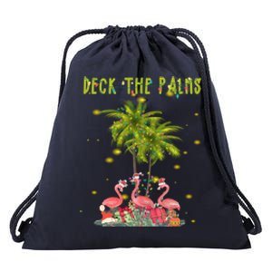 Deck The Palms Hawaiian Christmas Lights Palm Flamingo Cute Gift Drawstring Bag