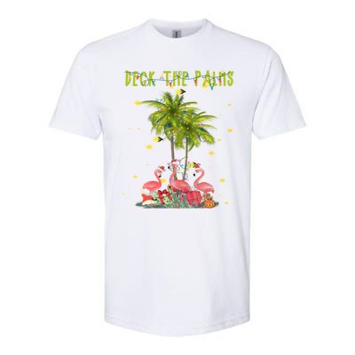 Deck The Palms Hawaiian Christmas Lights Palm Flamingo Cute Gift Softstyle CVC T-Shirt