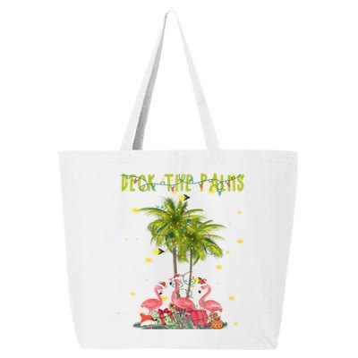 Deck The Palms Hawaiian Christmas Lights Palm Flamingo Cute Gift 25L Jumbo Tote