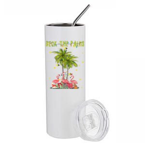 Deck The Palms Hawaiian Christmas Lights Palm Flamingo Cute Gift Stainless Steel Tumbler