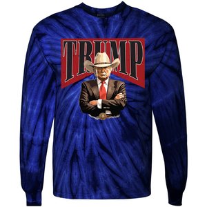 Donald Trump President Cowboy 47th Tie-Dye Long Sleeve Shirt