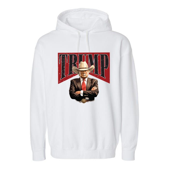 Donald Trump President Cowboy 47th Garment-Dyed Fleece Hoodie