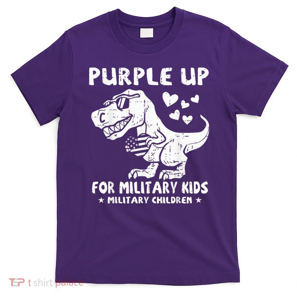 Dino T-Rex Purple Up For Military Military Children T-Shirt