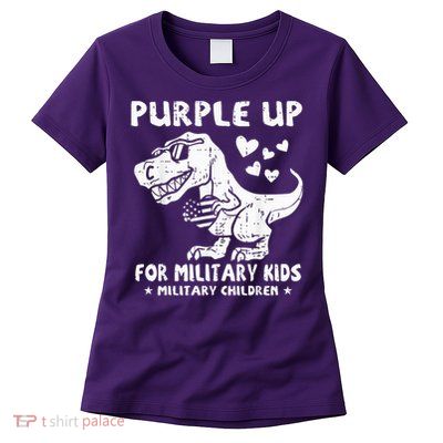 Dino T-Rex Purple Up For Military Military Children Women's T-Shirt