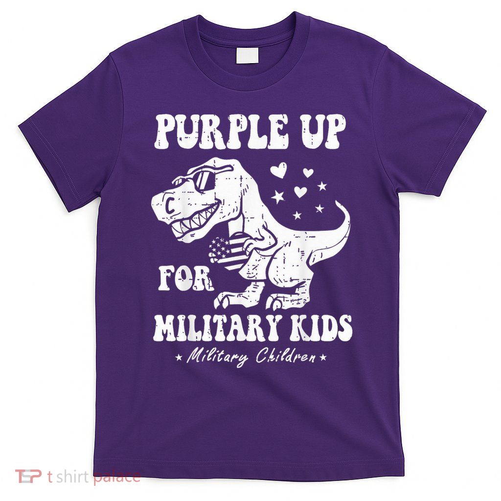 Dino T-Rex Purple Up For Military Military Children T-Shirt