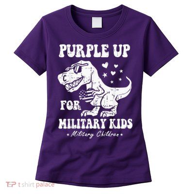 Dino T-Rex Purple Up For Military Military Children Women's T-Shirt