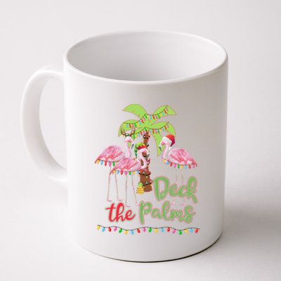 Deck The Palms Flamingo Christmas Gift Vacation Family Gift Coffee Mug