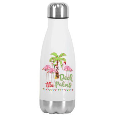 Deck The Palms Flamingo Christmas Gift Vacation Family Gift Stainless Steel Insulated Water Bottle