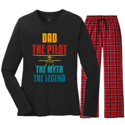 DAD THE PILOT THE MYTH THE LEGEND Women's Long Sleeve Flannel Pajama Set 