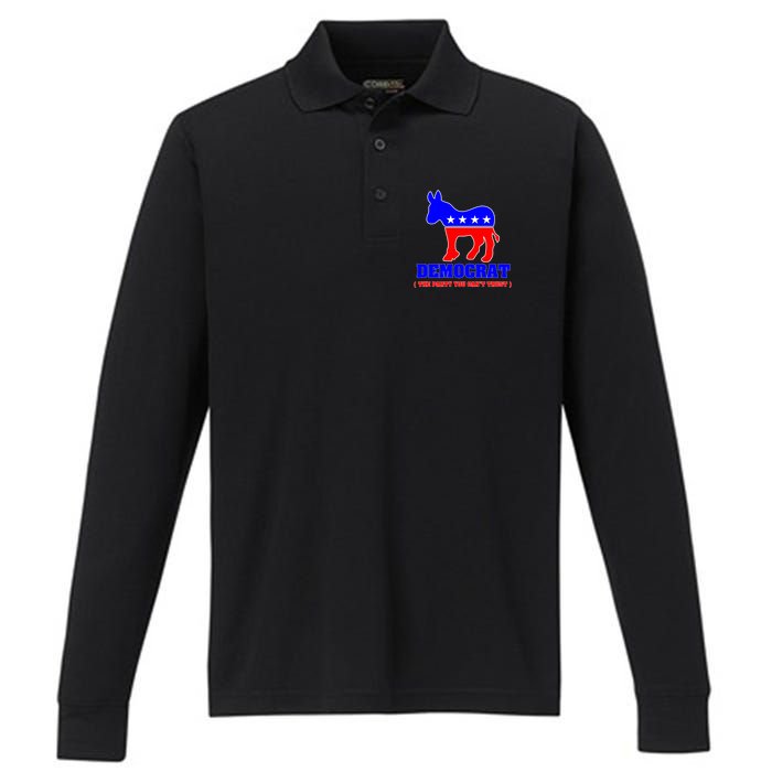 Democrat The Party You Can't Trust Performance Long Sleeve Polo