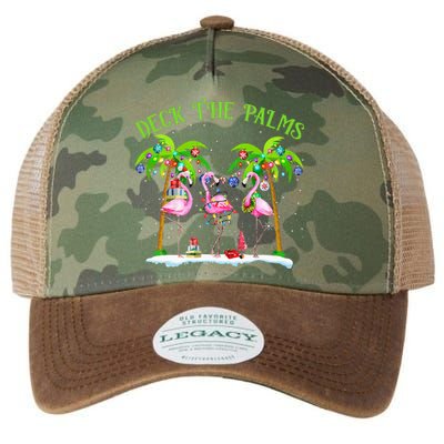 Deck The Palms Flamingo Tropical Christmas Lights Palm Tree Legacy Tie Dye Trucker Hat