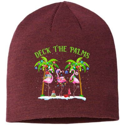 Deck The Palms Flamingo Tropical Christmas Lights Palm Tree Sustainable Beanie