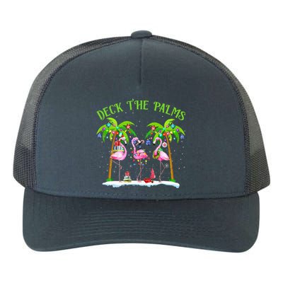 Deck The Palms Flamingo Tropical Christmas Lights Palm Tree Yupoong Adult 5-Panel Trucker Hat