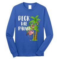 Deck The Palms Tropical Christmas Pink Flamingos Palm Tree Gift Long Sleeve Shirt