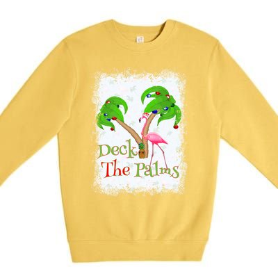 Deck The Palms Beach Christmas Flamingo Gift Premium Crewneck Sweatshirt