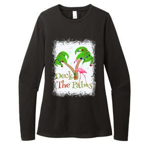 Deck The Palms Beach Christmas Flamingo Gift Womens CVC Long Sleeve Shirt