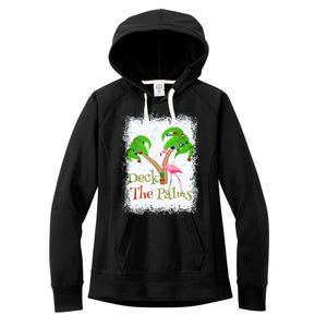 Deck The Palms Beach Christmas Flamingo Gift Women's Fleece Hoodie