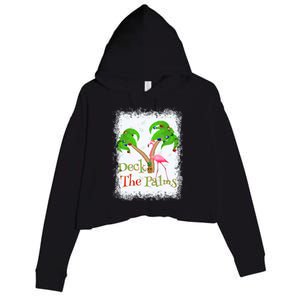 Deck The Palms Beach Christmas Flamingo Gift Crop Fleece Hoodie