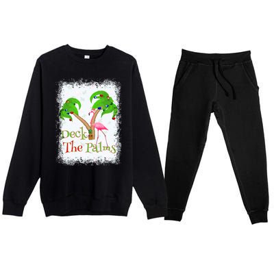 Deck The Palms Beach Christmas Flamingo Gift Premium Crewneck Sweatsuit Set