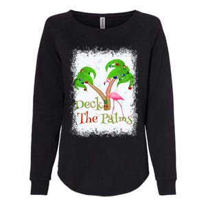 Deck The Palms Beach Christmas Flamingo Gift Womens California Wash Sweatshirt