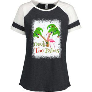 Deck The Palms Beach Christmas Flamingo Gift Enza Ladies Jersey Colorblock Tee