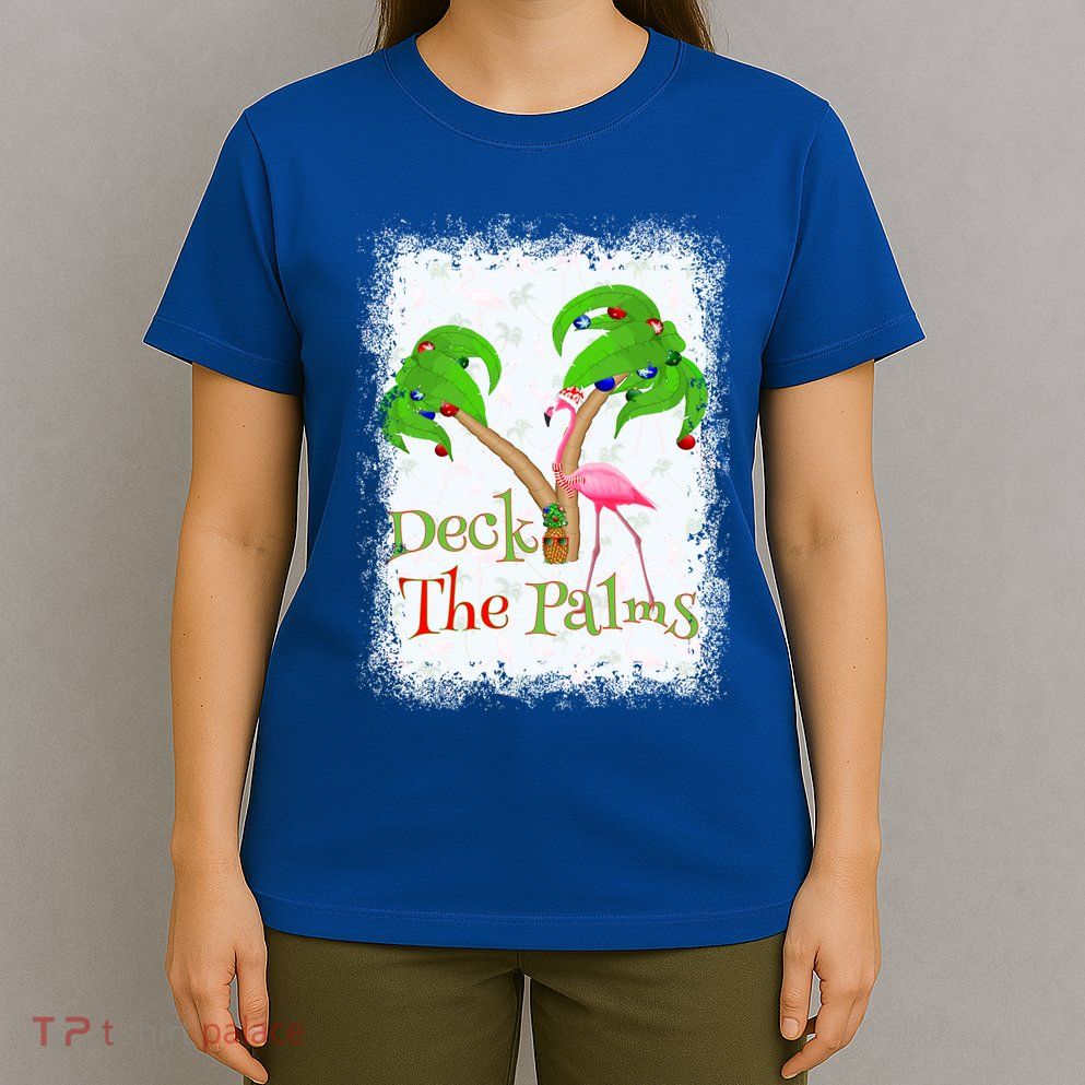 Deck The Palms Beach Christmas Flamingo Gift T-Shirt