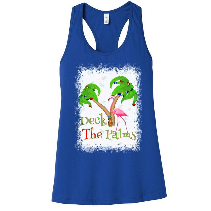 Deck The Palms Beach Christmas Flamingo Gift Women's Racerback Tank