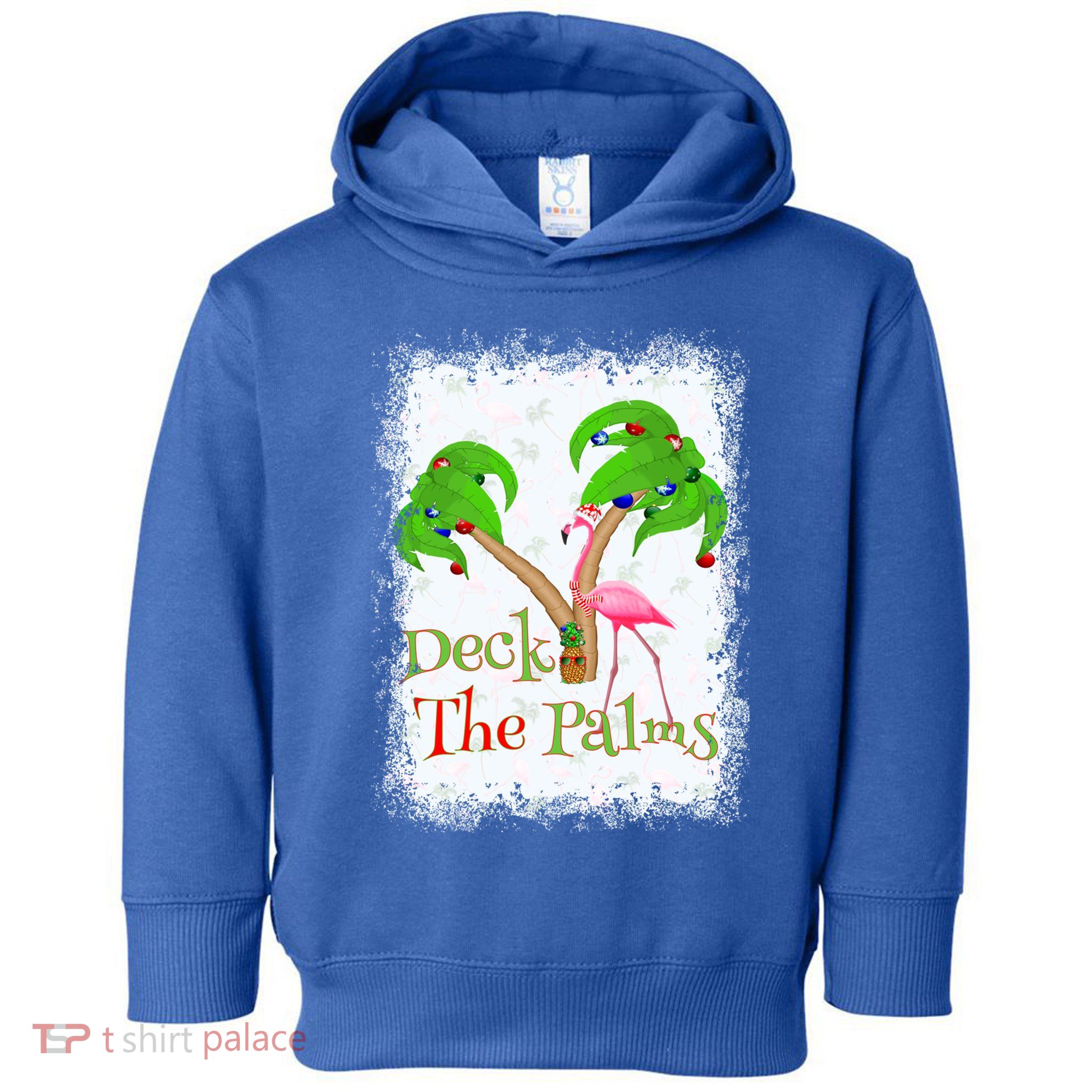 Deck The Palms Beach Christmas Flamingo Gift Toddler Hoodie