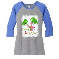 Deck The Palms Beach Christmas Flamingo Gift Women's Tri-Blend 3/4-Sleeve Raglan Shirt