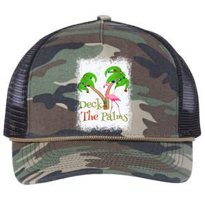 Deck The Palms Beach Christmas Flamingo Gift Retro Rope Trucker Hat Cap