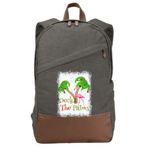 Deck The Palms Beach Christmas Flamingo Gift Cotton Canvas Backpack