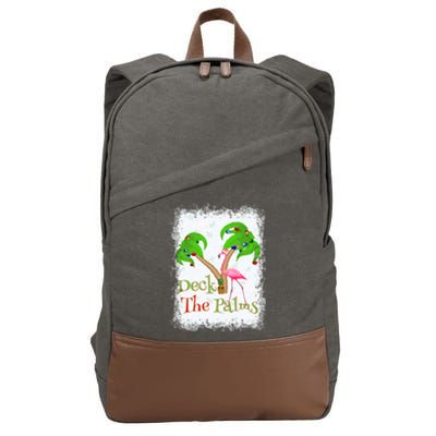 Deck The Palms Beach Christmas Flamingo Gift Cotton Canvas Backpack